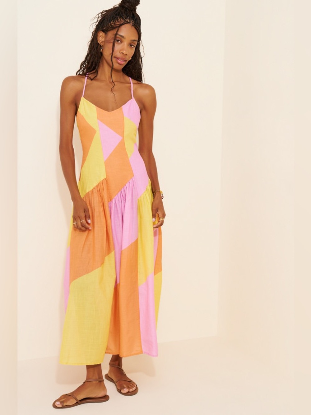 NWT Anthropologie celandine Cotton colorblock a line strappy mini dress Xl